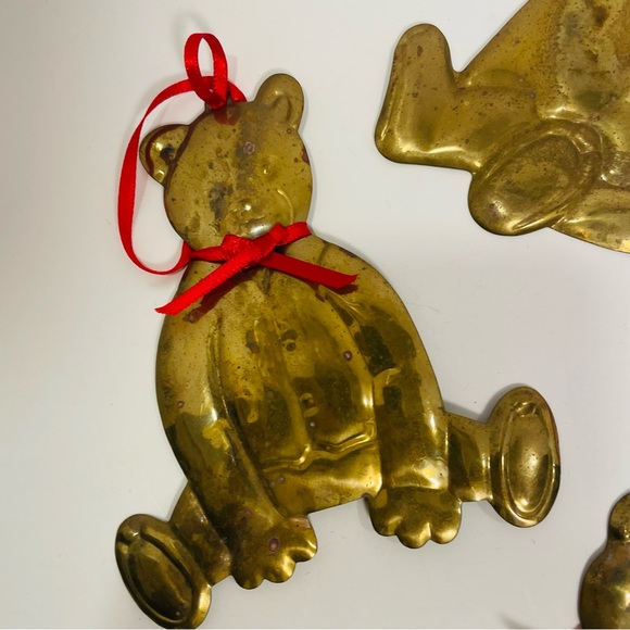 Vintage Department 56 Brass Teddy Bear Ornament Set of 4 - Picture 3 of 7